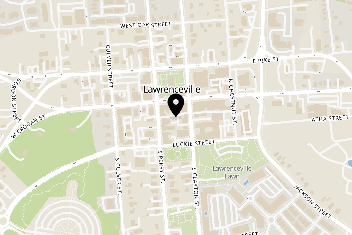 Map showing the location of Magazzino Delle Pizza on 137 S Perry St in Lawrenceville